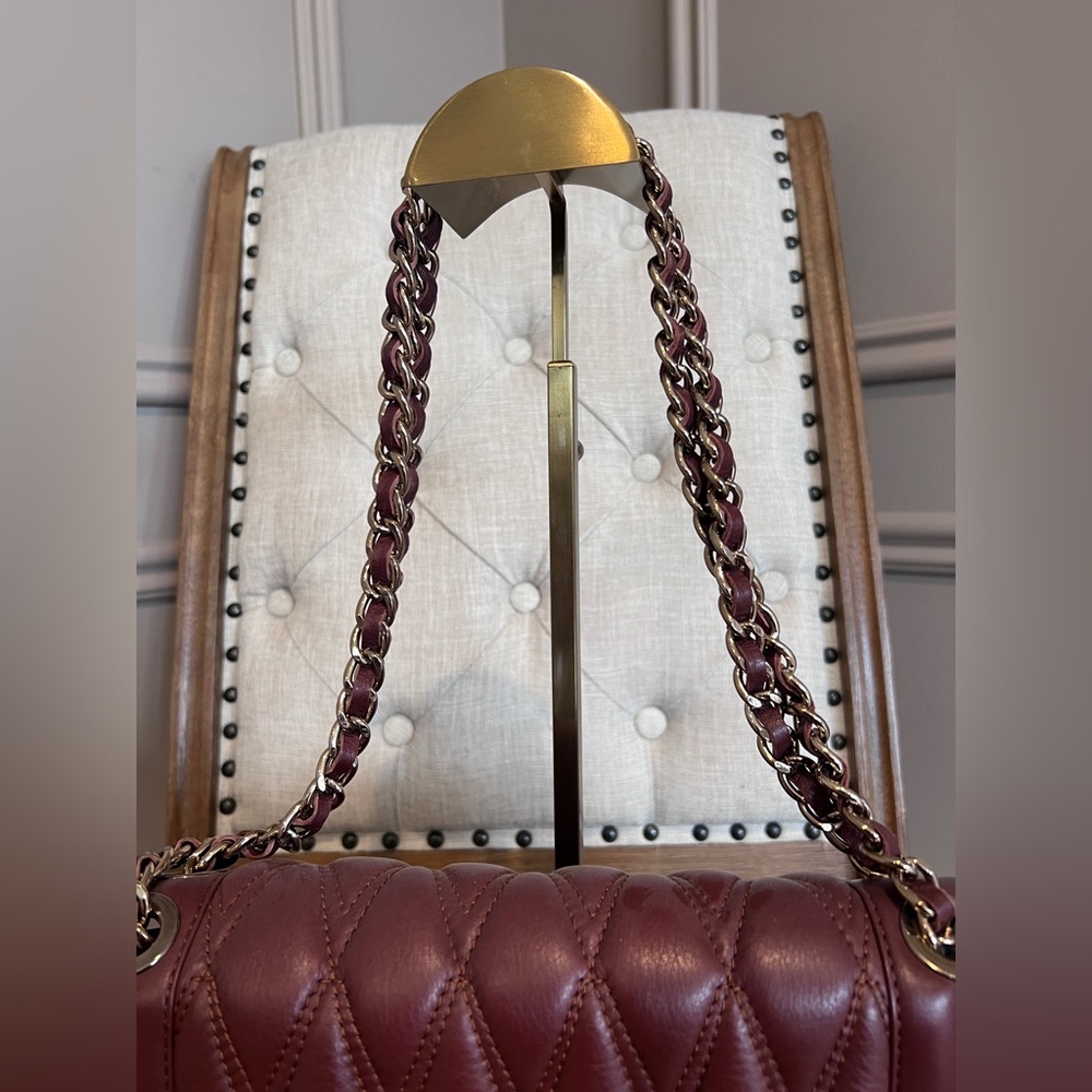 Valentino by Mario Valentino Quilted Leather Chain Shoulder Bag – Burgundy Wine - Picture 5 of 16